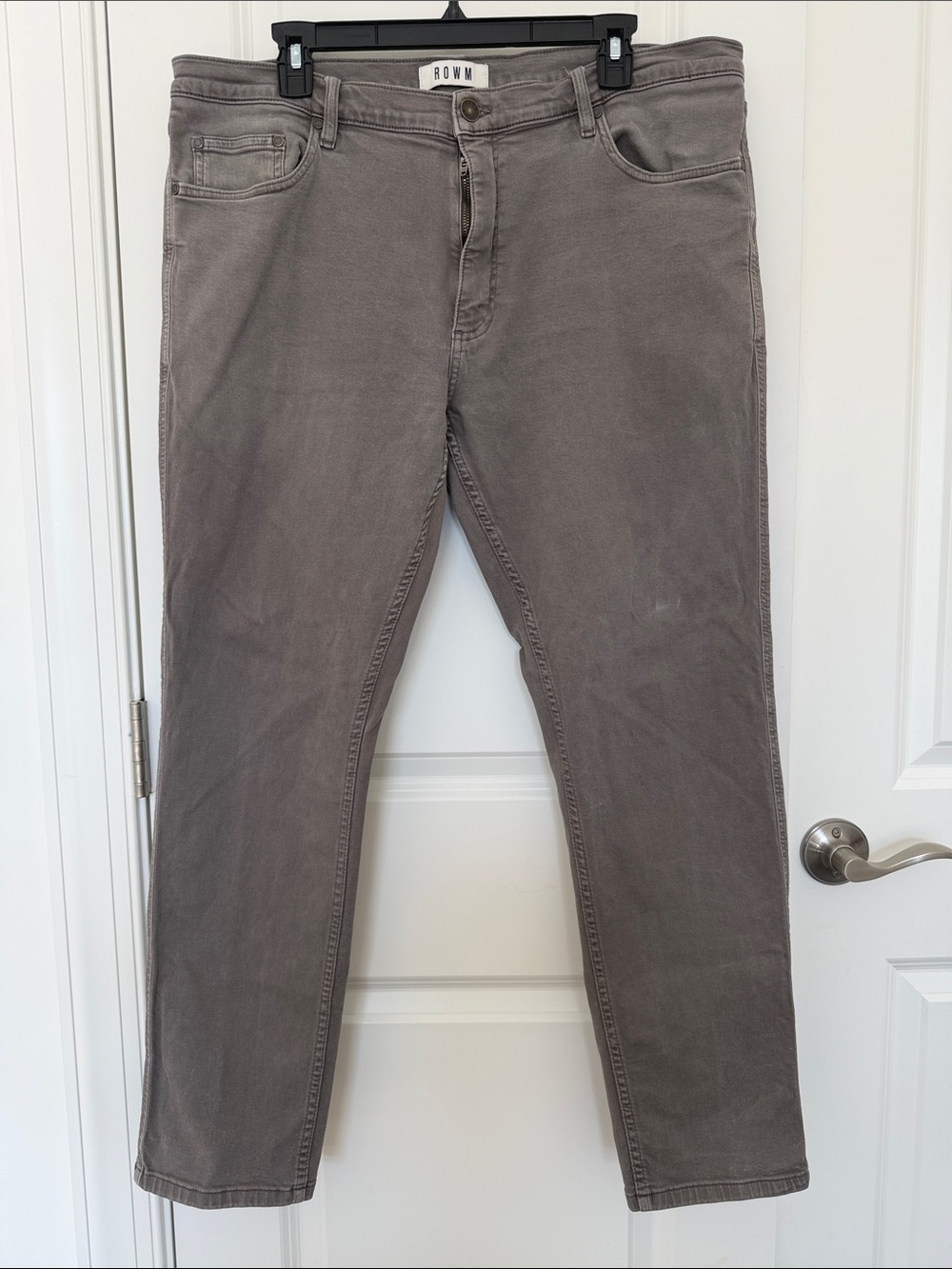 ROWHM Men's Taupe Gray Slim Chinos